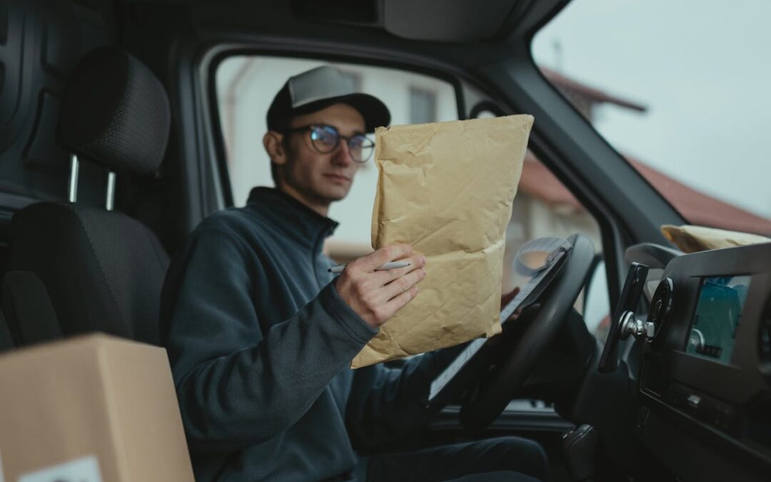 Lieferfahrer mit Paketen — Letzte Meile Logistik